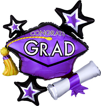 LRG SHP CONGRATS GRAD PURPLE CLUSTER 31 (D) sale