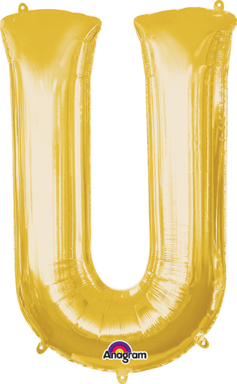 LRG SHP LETTER U GOLD ANAGRAM 33 (PKG)