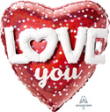 LRG SHP LOVE YOU HEARTS & DOTS MULTI BALLOON 36 (HOLO)(PKG)