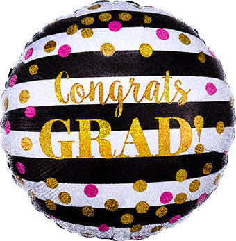 18C GOLD CONFETTI STRIPES CONGRATS GRAD (HOLO)(D) sale