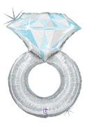 LRG SHP PLATINUM DIAMOND WEDDING RING 38 (HOLO)(PKG)