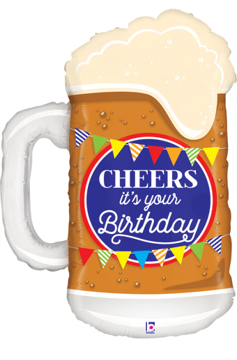 LRG SHP CHEERS ITS YOUR BIRTHDAY BEER MUG CLEAR 34