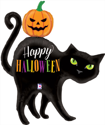 LRG SHP HAPPY HALLOWEEN BLACK CAT 44 (D)