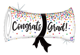 LRG SHP CONGRATS GRAD CONFETTI DIPLOMA 31 (PKG)