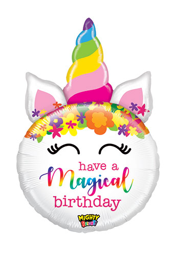 LRG SHP MIGHTY UNICORN MAGICAL BIRTHDAY 33 (PKG)