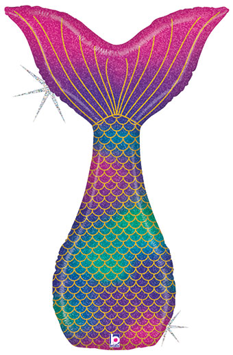 LRG SHP GLITTER MERMAID TAIL 46 (HOLO)(PKG)