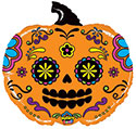 LRG SHP MIGHTY BRIGHT PUMPKIN SUGAR SKULL 21 (PKG)