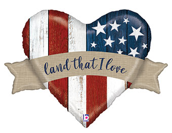 LRG SHP PATRIOTIC LAND THAT I LOVE HEART 32 (PKG)