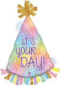 LRG SHP IT'S YOUR DAY OPAL PARTY HAT 34 (PKG)