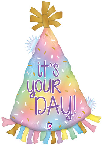 LRG SHP IT'S YOUR DAY OPAL PARTY HAT 34 (PKG)