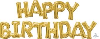 CONSUMER INFLATED PHRASE HAPPY BIRTHDAY GOLD (PKG)