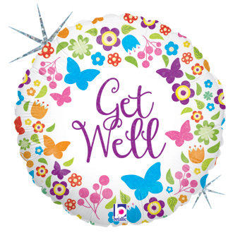 18C GET WELL SOON BUTTERFLIES & FLOWERS (HOLO)(PKG)