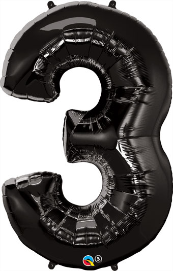 LRG SHP NUMBER 3 BLACK QUALATEX 44 (PKG)