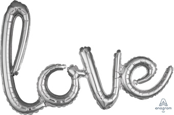 CONSUMER INFLATED LETTER PHRASES SCRIPT LOVE SILVER 31(PKG)