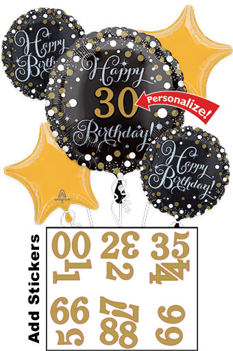 BOUQUET HB PERSONALIZED AGE SPARKLING BIRTHDAY (PKG)