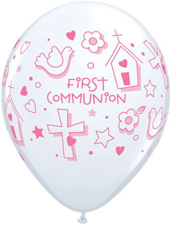 11C FIRST COMMUNION WHITE W/PINK INK (D) sale