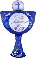 LRG SHP FIRST COMMUNION CHALICE BLUE 31 (PKG)(D)