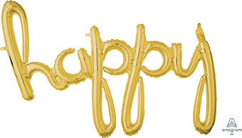 CONSUMER INFLATED LETTER PHRASE HAPPY GOLD 39 (PKG)(D)sale