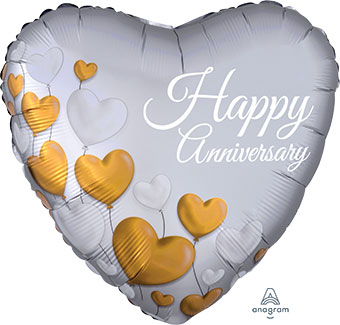 18H HAPPY ANNIVERSARY PLATINUM HEARTS SATIN LUXE (PKG)