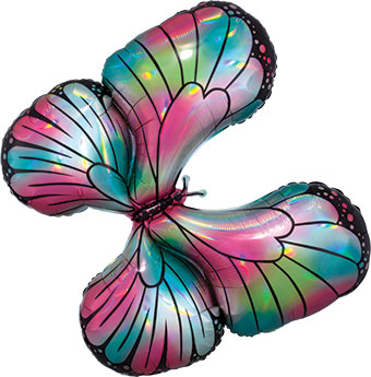 LRG SHP IRIDESCENT TEAL & PINK BUTTERFLY (HOLO) 30 (PKG)