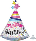 LRG SHP HB SPARKLE PARTY HAT BANNER 36 (HOLO)(PKG)