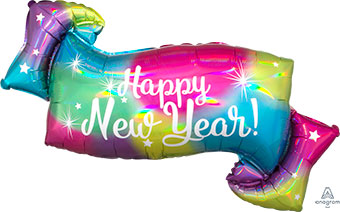 LRG SHP HAPPY NEW YEAR BANNER 39 (HOLO)(PKG)(D) sale