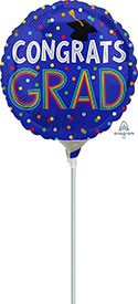 9C CONGRATS GRAD COLORFUL DOTS  AIR FILL ONLY (D)