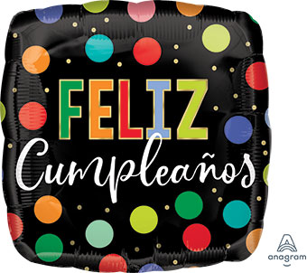 18SQ FELIZ CUMPLEANOS BRIGHT DOTS (PKG)(D)