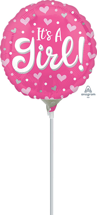 4C IT'S A GIRL HEARTS & DOTS AIR FILL ONLY (D)