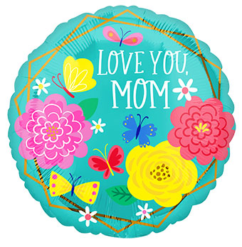 18C LOVE YOU MOM PRETTY FLOWERS & BUTTERFLIES (D)