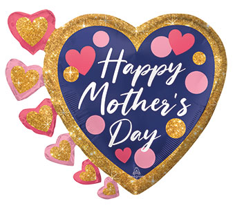 LRG SHP HAPPY MOTHER'S DAY NAVY DOTS 24 (PKG)(D)