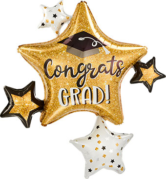 LRG SHP CONGRATS GRAD SPARKLE STAR CLUSTER 35 (PKG)