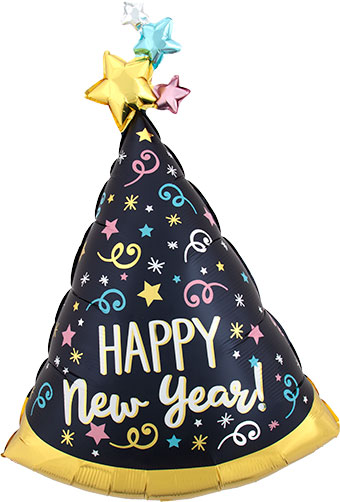 LRG SHP CONFETTI PARTY HAT HAPPY NEW YEAR 36 (PKG)(D) sale