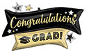 LRG SHP CONGRATULATIONS GRAD GOLD & BLACK 38 (PKG)(D)