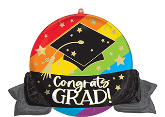 LRG SHP BOLD RAINBOW CONGRATS GRAD 32 (PKG)(D) sale