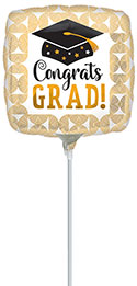 9SQ CONGRATS GRAD RIBBED LINES AIR FILL ONLY