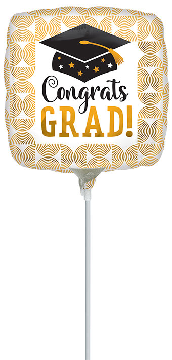 9SQ CONGRATS GRAD RIBBED LINES AIR FILL ONLY