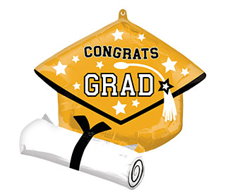 LRG SHP CONGRATS GRAD TRUE TO YOUR SCHOOL GOLD 25 (PKG)