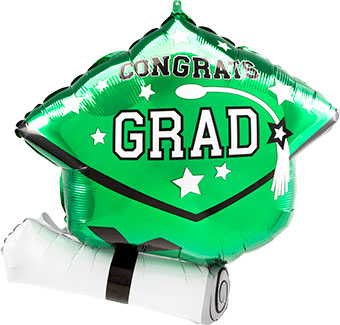 LRG SHP CONGRATS GRAD TRUE TO YOUR SCHOOL GREEN 25 (PKG)