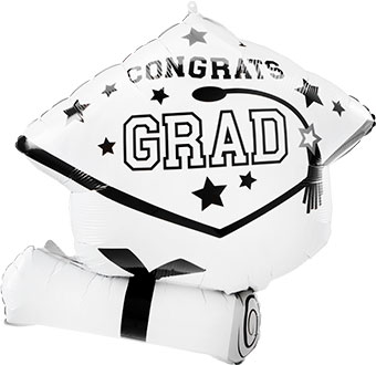 LRG SHP CONGRATS GRAD TRUE TO YOUR SCHOOL WHITE 25 (PKG)