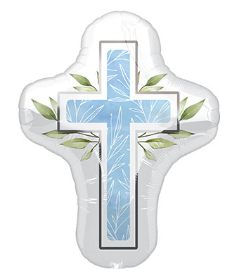 LRG FIRST COMMUNION CROSS BLUE 28 (PKG)