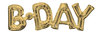 CONSUMER INFLATED LETTER PHRASES BDAY WHITE GOLD (PKG)