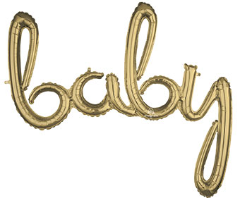 CONSUMER INFLATED PHRASE SCRIPT BABY WHITE GOLD (PKG)