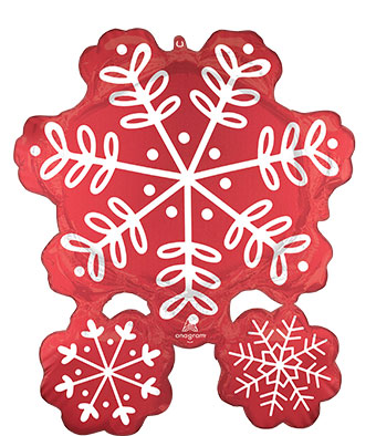 LRG SHP SATIN NORDIC RED SNOWFLAKES 31 (PKG)(D)