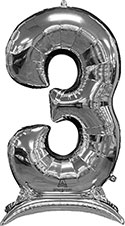 LRG SHP STAND-UP NUMBERZ 3 SILVER ANAGRAM 50 (PKG)