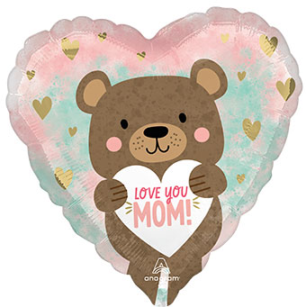 18H LOVE YOU MOM BEAR GOLD HEARTS