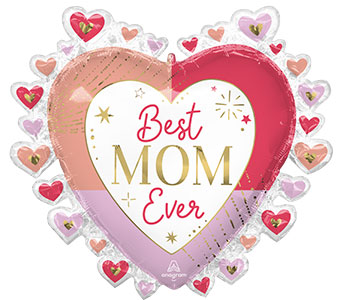 LRG SHP COLORFUL BEST MOM EVER HEARTS 29 (PKG)