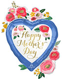 LRG SHP HAPPY MOTHER'S DAY PAINTED FLORALS HEART 34 (PKG)