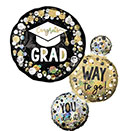 LRG SHP CONGRATS GRAD CIRCLES & DOTS (HOLO) 28 (PKG)