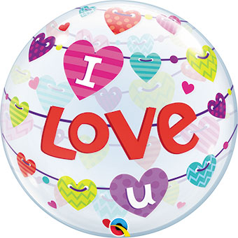 BUBBLE 22C I LOVE YOU BANNER HEARTS (PKG)